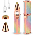 ماكينة حلاقة كهربائية 2 في 1 للنساء قابلة لإعادة الشحن لإزالة شعر الوجه والحواجب بدون ألم - Rasoir Électrique 2-en-1 Femme Rechargeable Épilateur Facial & Sourcils Indolore