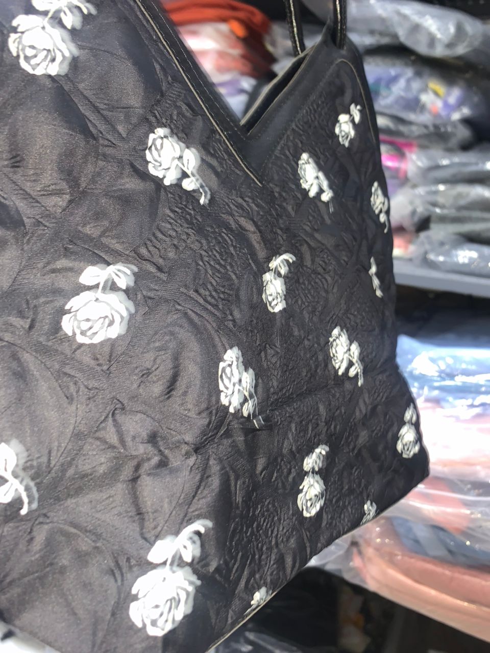 حقيبة يد نسائية من التويد بنقشة زهور | Quickdz Shop - Sac à main femme en tweed motif floral | Quickdz Shop