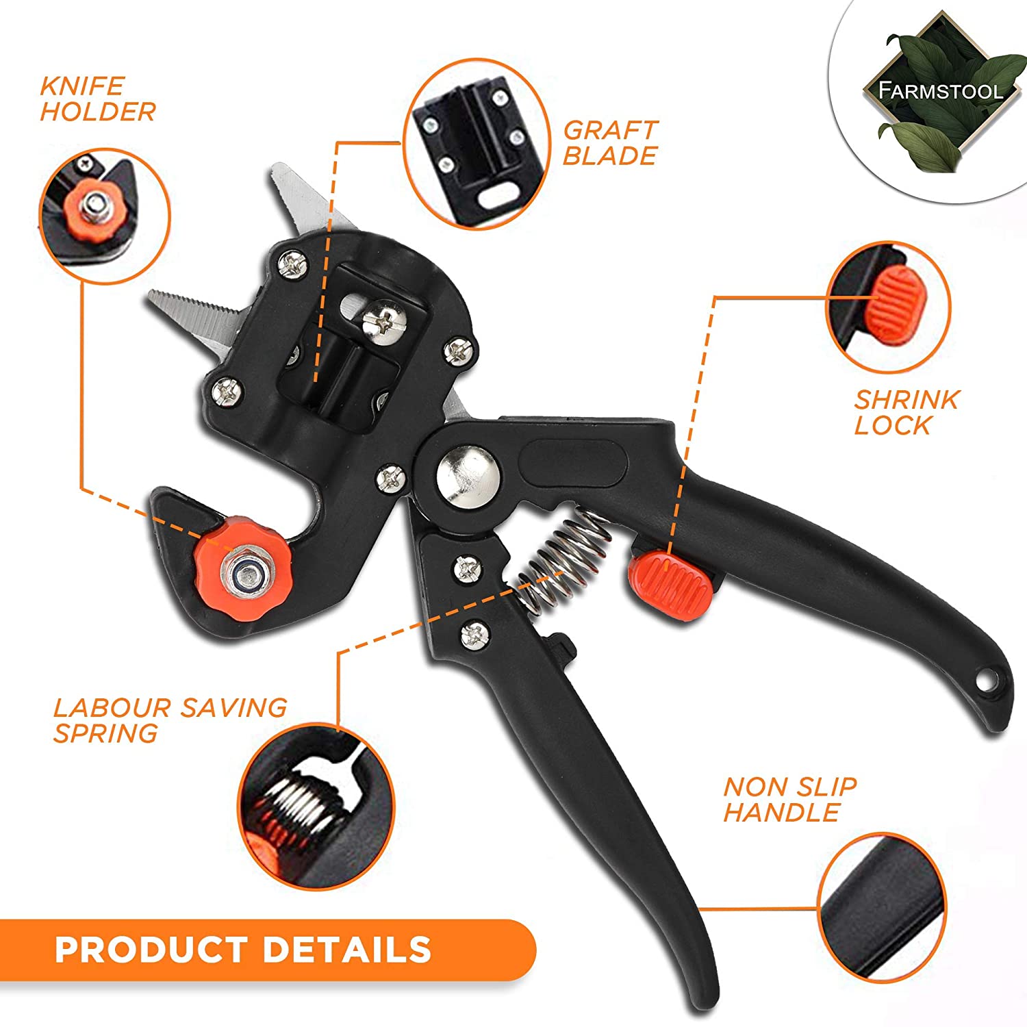 مقص تطعيم أشجار احترافي بشفرتين | فولاذ كربوني - Ciseau de Greffage Professionnel Quickdz Shop | Lames Acier Carbone