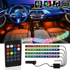 طقم إضاءة LED RGB داخلية للسيارة - 4 شرائط، 48 لمبة - Kit de Bandes Lumineuses LED RGB pour Intérieur de Voiture - 4 Bandes, 48 LED