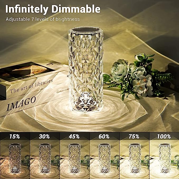 مصباح طاولة كريستال LED RGB 16 لون باللمس والريموت - Quickdz Shop - Lampe de Table LED Cristal Diamant RGB 16 Couleurs Tactile & Télécommande - Quickdz Shop