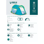 خيمة تخييم فورية لشخصين بافيلو بيست واي 68086 - 235x145x100 سم - Tente de Randonnée Pop-up 2 Personnes Pavillo Bestway 68086 - 235x145x100 cm