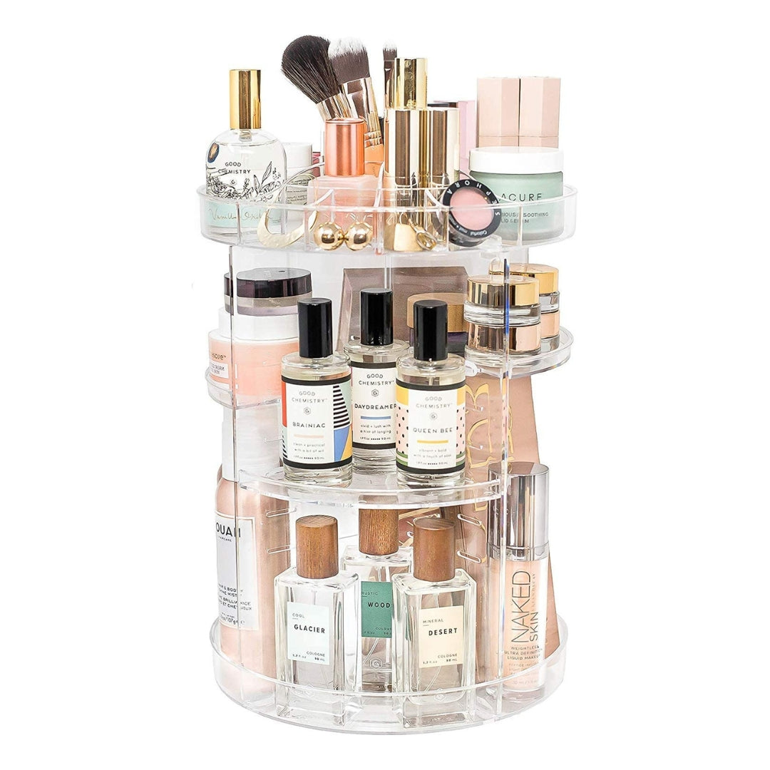 بكج منظم مكياج دوار 360° + طقم فرش مكياج زويفا 15 قطعة - Pack Organisateur Maquillage Rotatif 360° + Trousse 15 Pinceaux Zoeva Pro