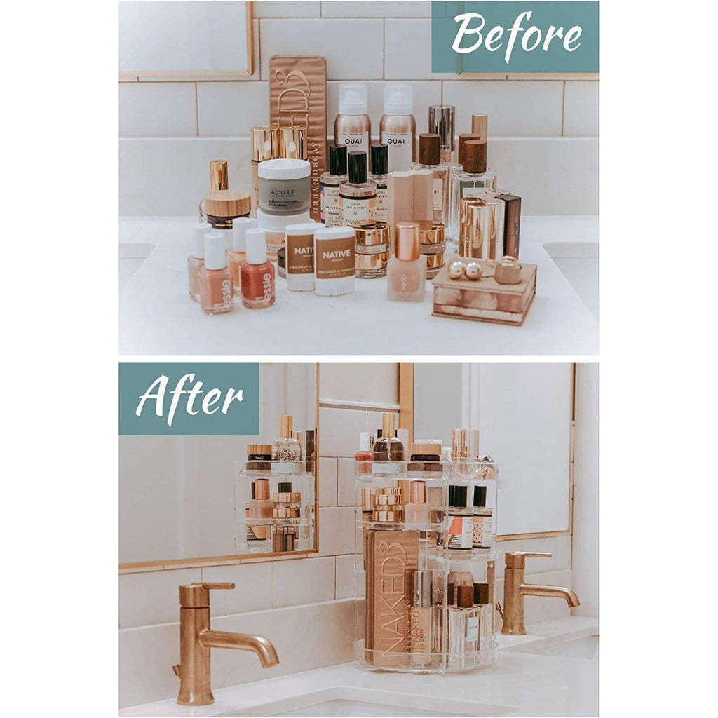 بكج منظم مكياج دوار 360° + طقم فرش مكياج زويفا 15 قطعة - Pack Organisateur Maquillage Rotatif 360° + Trousse 15 Pinceaux Zoeva Pro