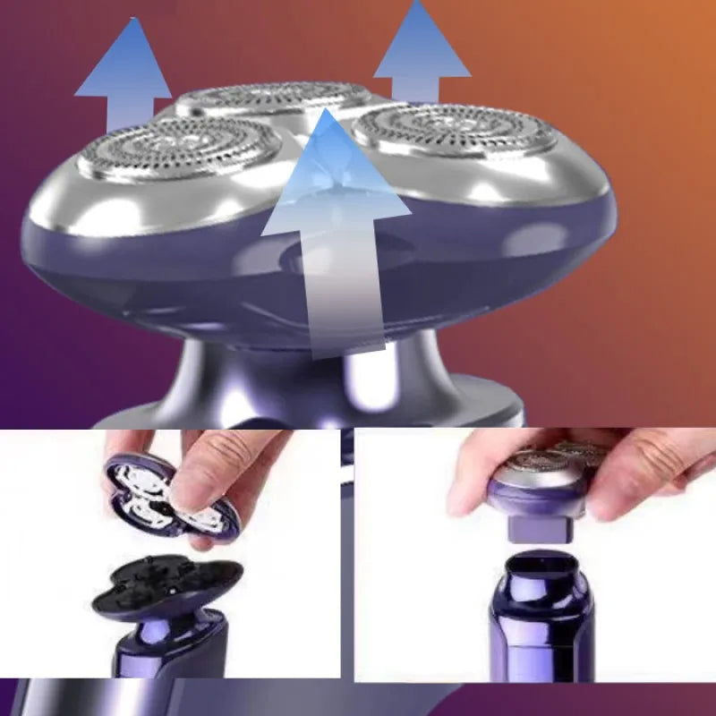 Kemei ماكينة حلاقة كهربائية للجسم للرجال، مقاومة للماء، شاشة LCD، نظام عائم ثلاثي الأبعاد، KM-1941s - Kemei Rasoir Électrique Corps Homme, Étanche, Écran LCD, Système Flottant 3D, KM-1941s