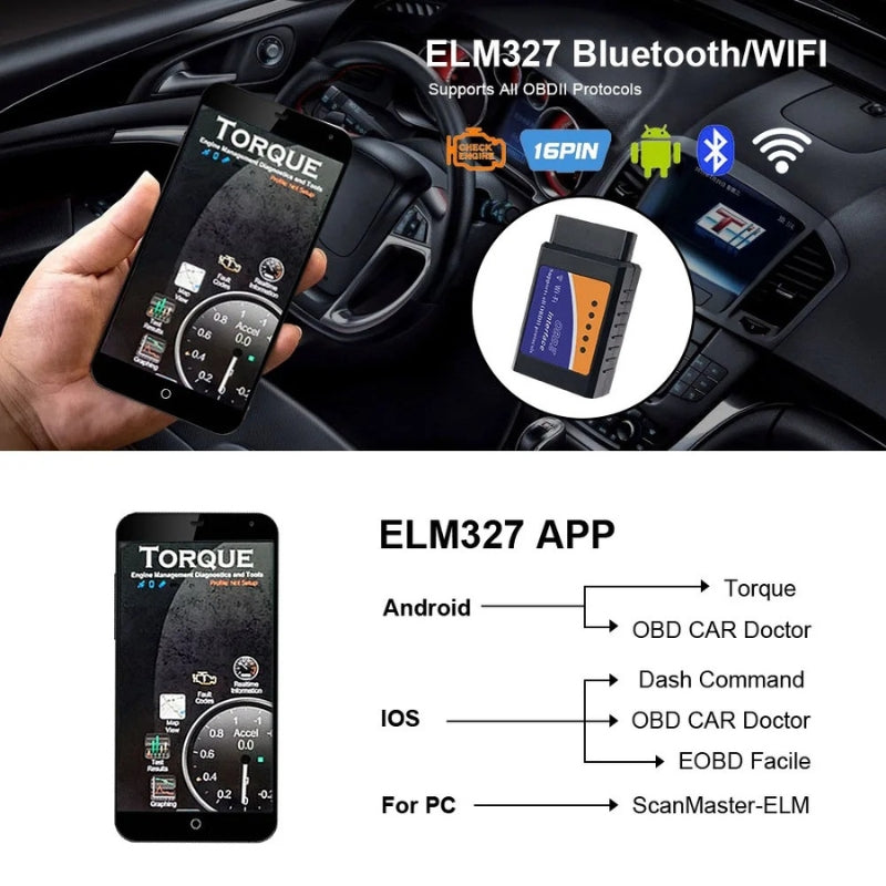Outils de Diagnostic de Voiture, Scanner V1.5 OBD2, SAE J1850, Bluetooth/wifi, pour Android /ISO 9141 Vgate Icar2, Lecteur de Code