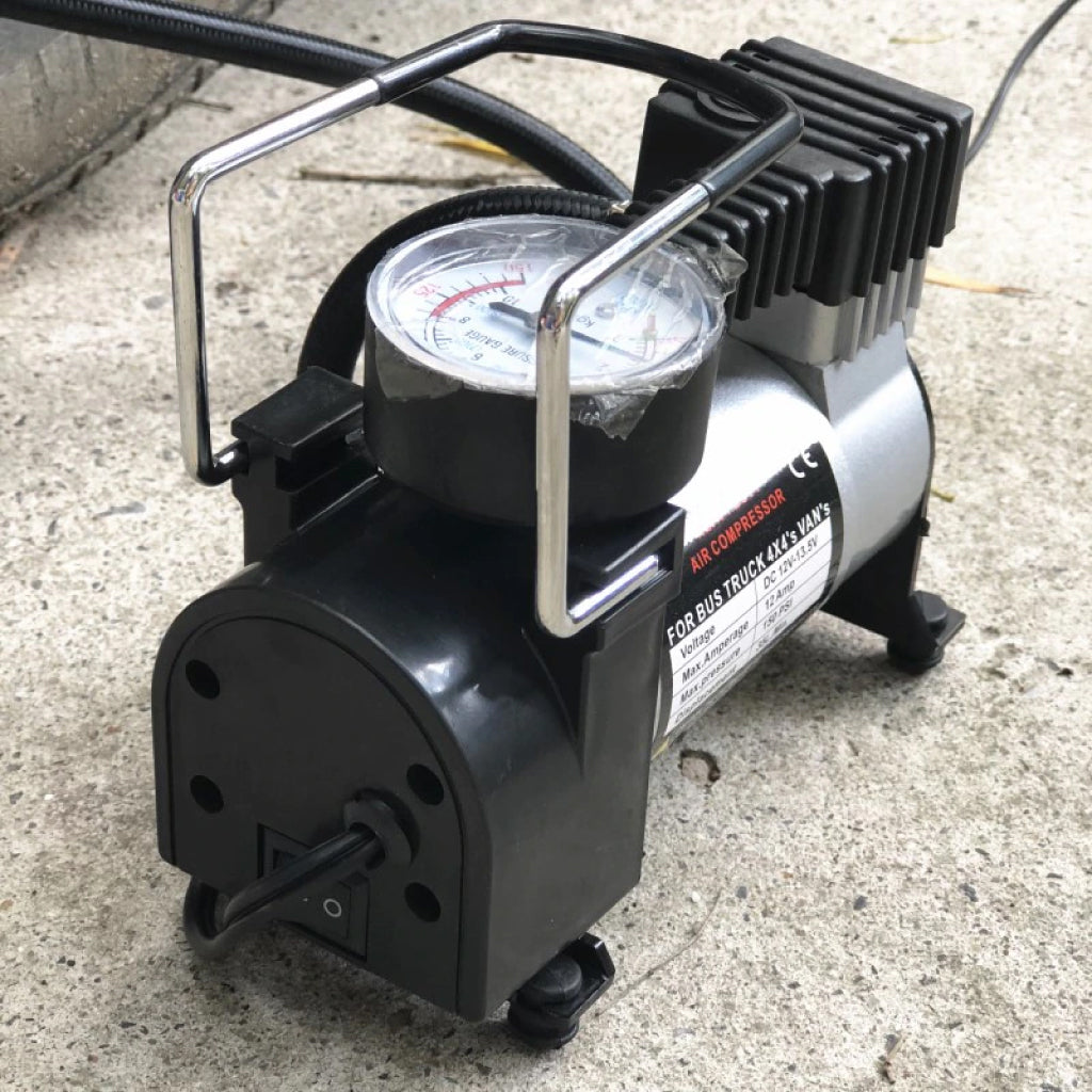 منفاخ هواء للسيارات 12V DC مع وصلات متعددة - Compresseur d'Air et Gonfleur Pneu Voiture 12V DC Allume-Cigare