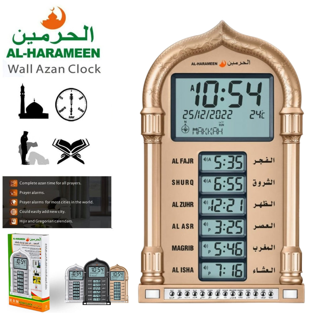 Horloge de prière Azan Affichage LED d’Al-Haramain HA-4028 - ساعة أذان الحرمين للصلاة