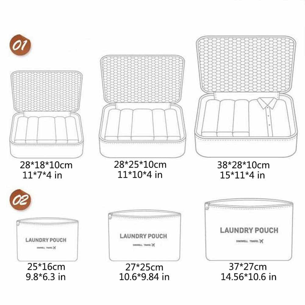 طقم 6 قطع حقائب تنظيم وتخزين السفر أوكسفورد - Ensemble 6 Sacs de Rangement Voyage Cube Organisateur Oxford