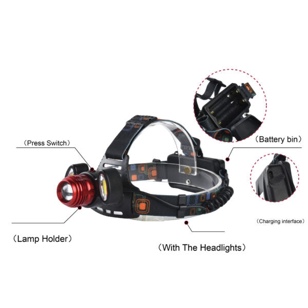 مصباح أمامي LED قابل للزوم 6600mAh بـ 4 أوضاع إضاءة - BEETRO LA-294 - Lampe Frontale LED Rechargeable Zoom 6600mAh 4 Modes - BEETRO LA-294