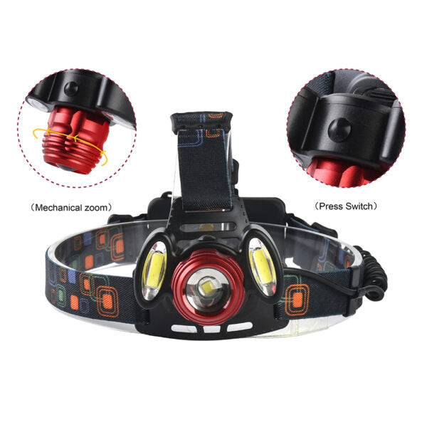 مصباح أمامي LED قابل للزوم 6600mAh بـ 4 أوضاع إضاءة - BEETRO LA-294 - Lampe Frontale LED Rechargeable Zoom 6600mAh 4 Modes - BEETRO LA-294