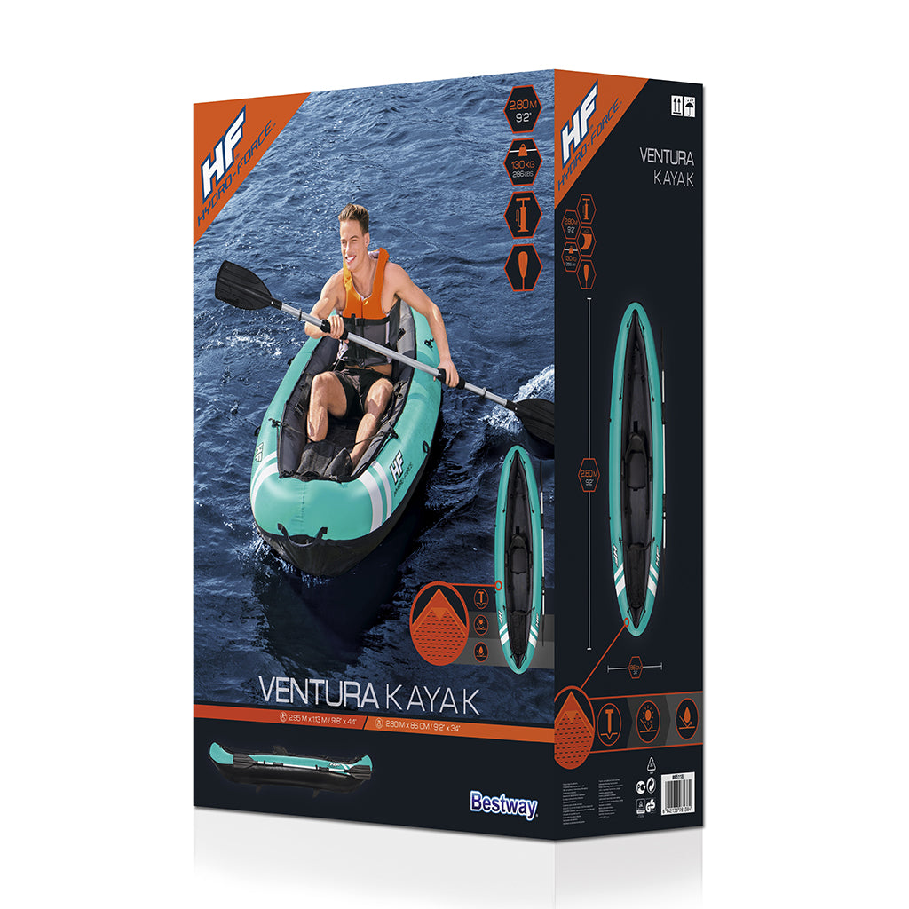 كاياك Bestway Hydro-Force Ventura فردي مع مضخة ومجداف ومقعد - 130 كغ - Kayak Gonflable Bestway Hydro-Force Ventura 1 Place avec Pompe, Rame et Siège - 130kg