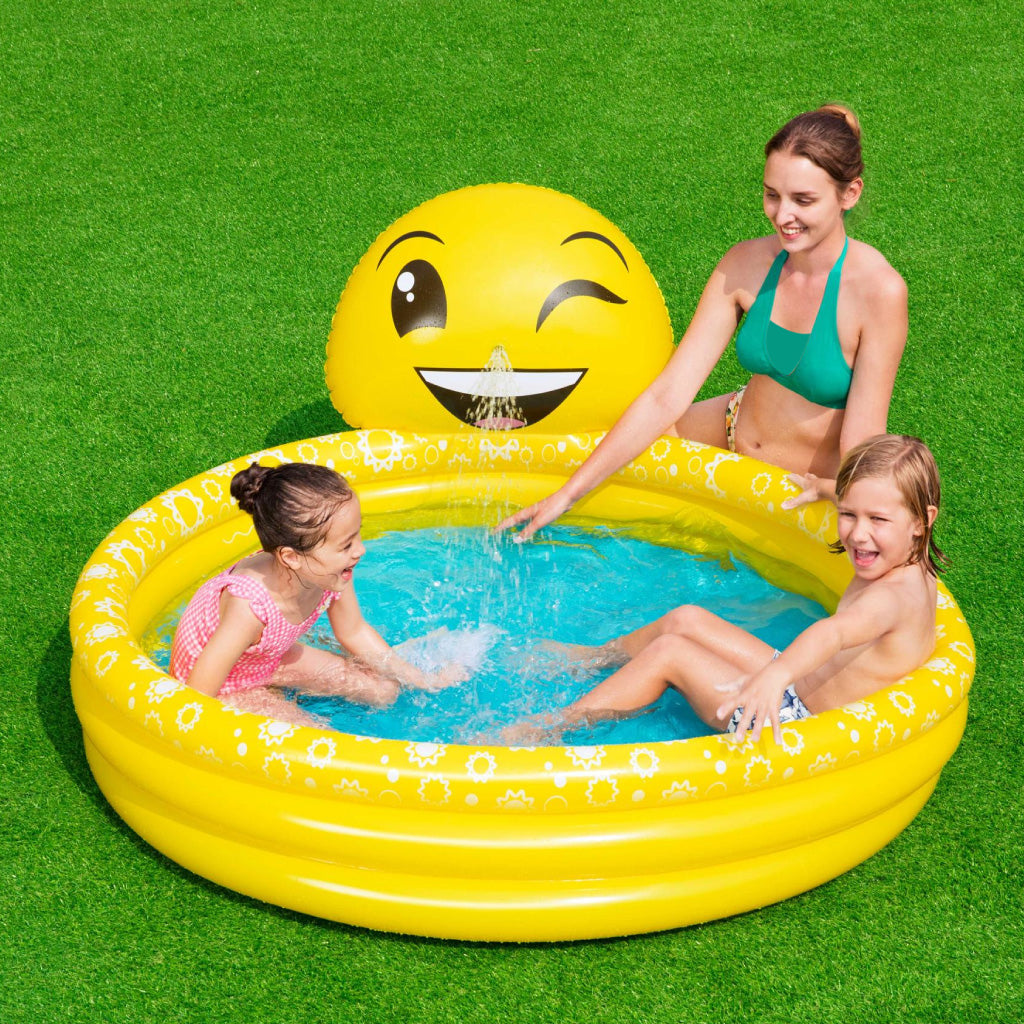 مسبح أطفال هوائي Bestway 53081 بتصميم إيموجي 165x144x69 سم | Quickdz Shop - Piscine Gonflable Enfants Bestway 53081 Motif Emoji 165x144x69cm | Quickdz Shop