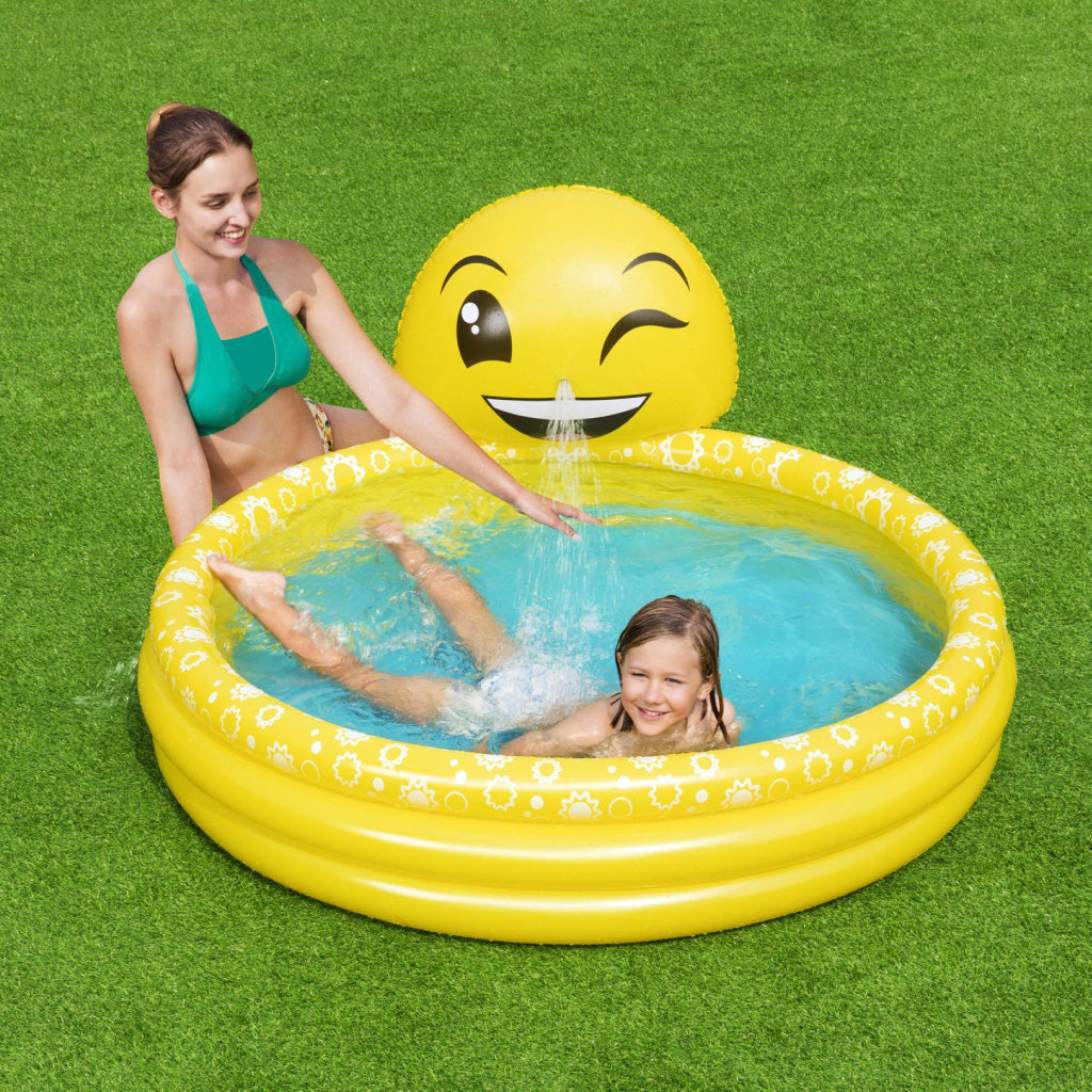 مسبح أطفال هوائي Bestway 53081 بتصميم إيموجي 165x144x69 سم | Quickdz Shop - Piscine Gonflable Enfants Bestway 53081 Motif Emoji 165x144x69cm | Quickdz Shop