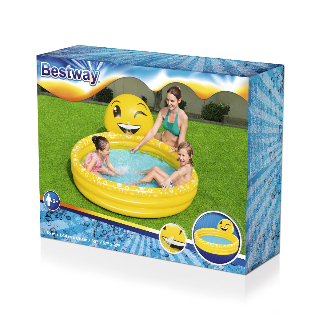 مسبح أطفال هوائي Bestway 53081 بتصميم إيموجي 165x144x69 سم | Quickdz Shop - Piscine Gonflable Enfants Bestway 53081 Motif Emoji 165x144x69cm | Quickdz Shop