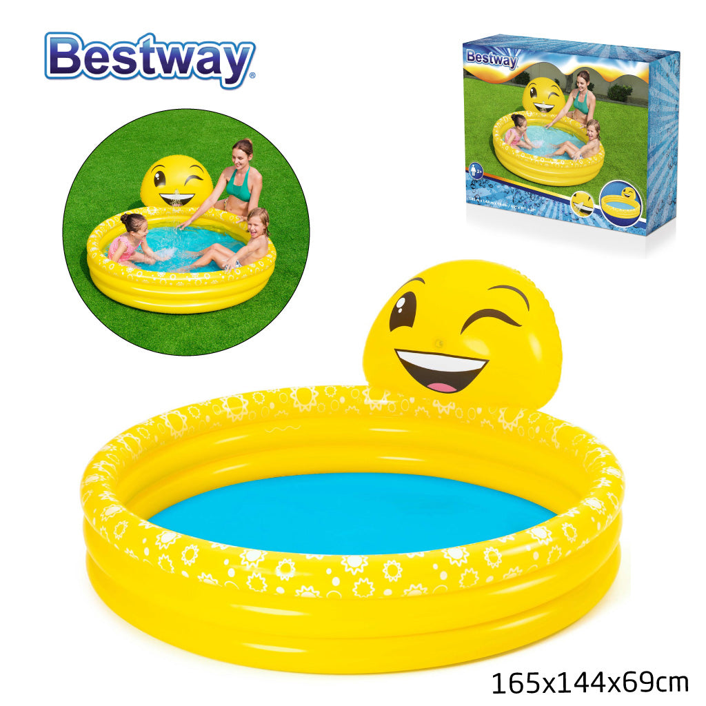 مسبح أطفال هوائي Bestway 53081 بتصميم إيموجي 165x144x69 سم | Quickdz Shop - Piscine Gonflable Enfants Bestway 53081 Motif Emoji 165x144x69cm | Quickdz Shop