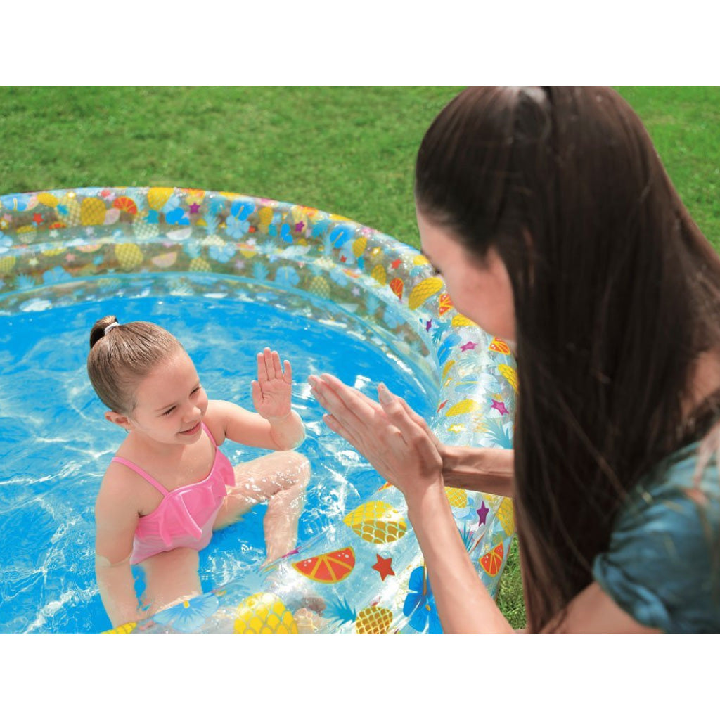 مسبح دائري قابل للنفخ 3 حلقات بتصميم فواكه للأطفال Bestway 51048 - Piscine Ronde Gonflable 3 Anneaux Fruits Enfants Bestway 51048