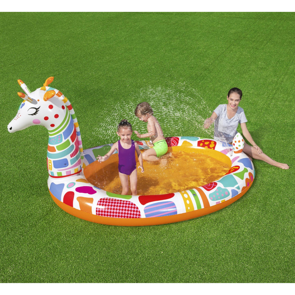 مسبح أطفال دائري قابل للنفخ زرافة مع رشاش ماء Bestway 53089 - Piscine Gonflable Ronde Girafe Enfants avec Arroseur Bestway 53089