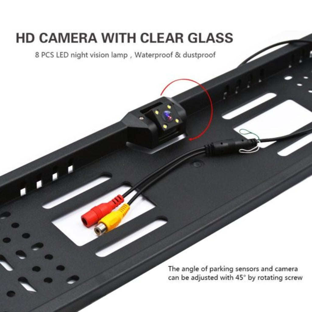Caméra de recul HD pour voiture, Avec cadre de plaque d'immatriculation Standard , étanche, Vision nocturne, 4 LED