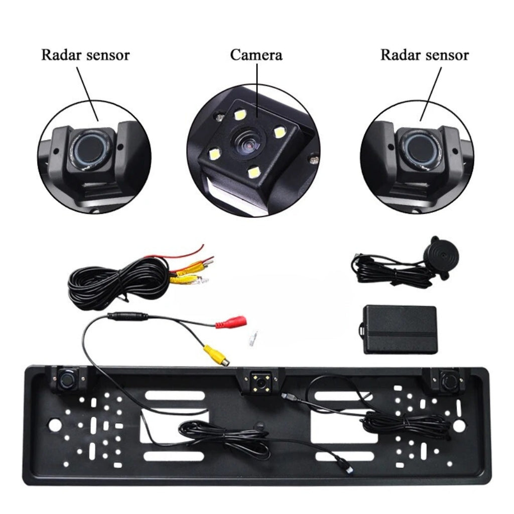 Caméra de recul HD pour voiture, Avec cadre de plaque d'immatriculation Standard , étanche, Vision nocturne, 4 LED