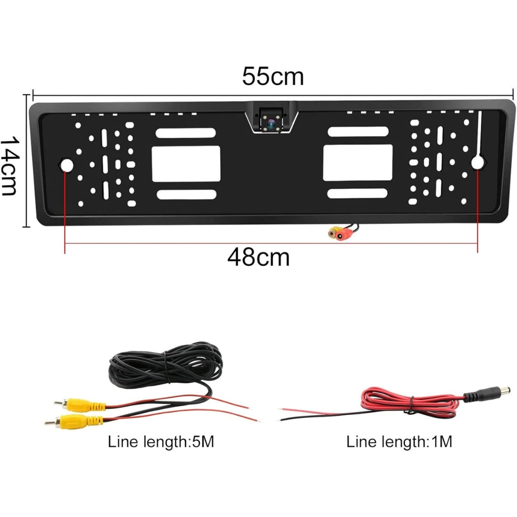 Caméra de recul HD pour voiture, Avec cadre de plaque d'immatriculation Standard , étanche, Vision nocturne, 4 LED