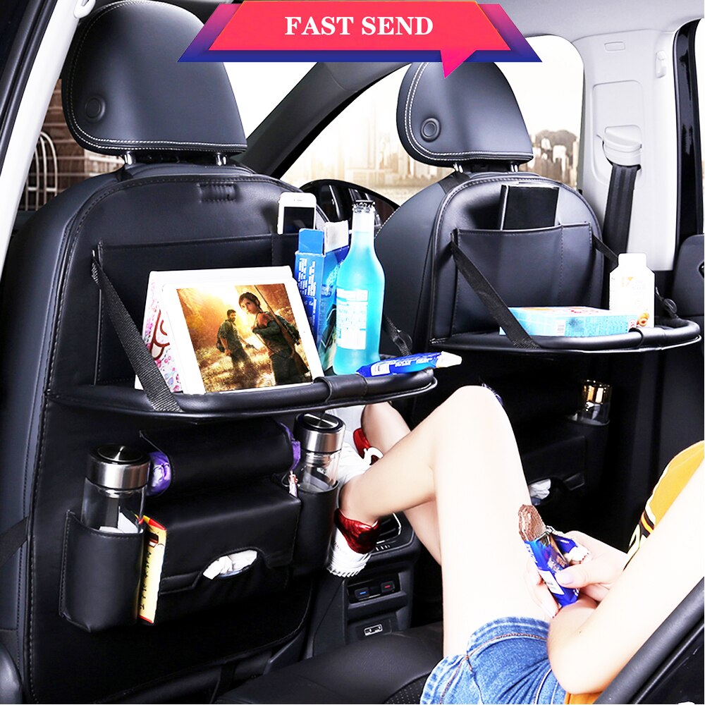 منظم المقعد الخلفي للسيارة جلد أسود - Quickdz Shop - Organisateur Siège Arrière Voiture Cuir Noir - Quickdz Shop