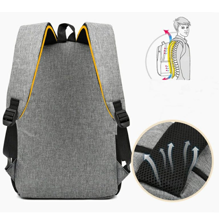 حقيبة ظهر لابتوب عصرية بمنفذ USB للشحن - نايلون عالي الجودة - Sac à dos USB Moderne pour Ordinateur Portable - Nylon Qualité