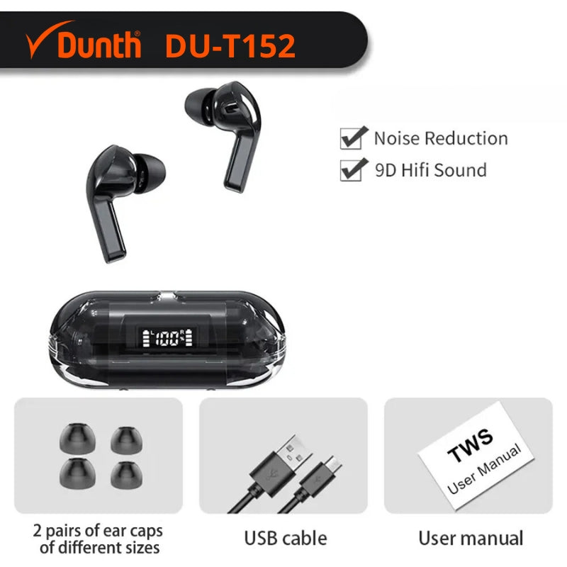 Écouteurs sans fil Bluetooth 5 couleur noir DUNTH DU-T152