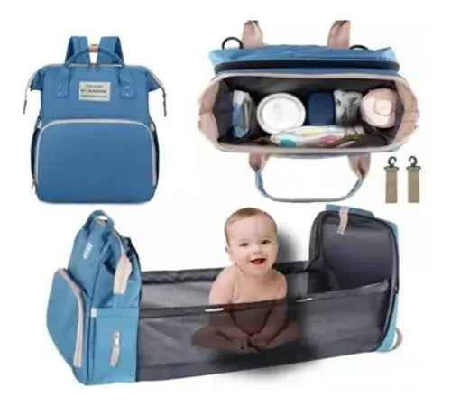 حقيبة حفاضات وسرير أطفال 3 في 1 قابلة للطي - Sac à dos à langer 3-en-1 pliable avec lit bébé