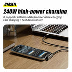 كابل شحن USB-C فائق السرعة 240 واط مع حامل هاتف مدمج وموصل 90 درجة - Câble USB-C 240W Ultra Rapide avec Support Téléphone Intégré & Connecteur 90°