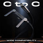 كابل شحن USB-C فائق السرعة 240 واط مع حامل هاتف مدمج وموصل 90 درجة - Câble USB-C 240W Ultra Rapide avec Support Téléphone Intégré & Connecteur 90°