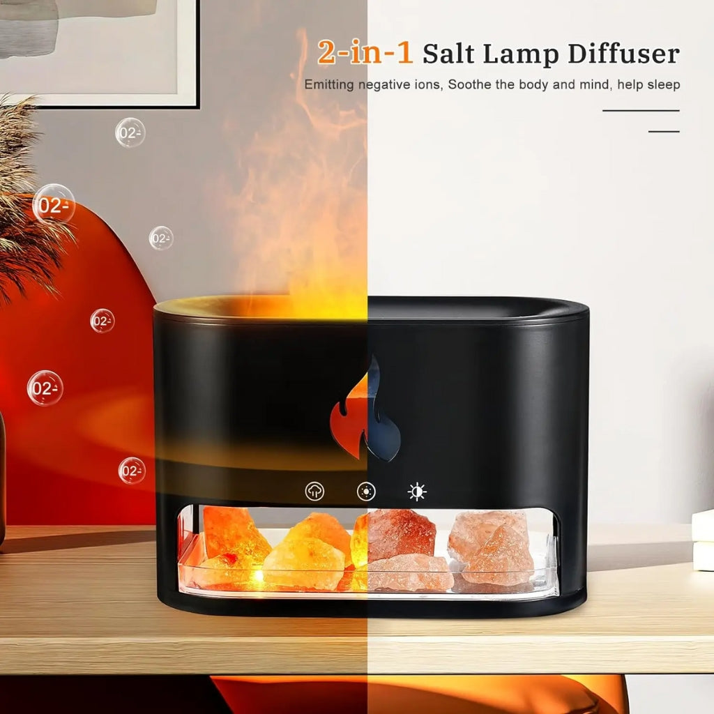 Diffuseur d'huiles essentielles flamme avec des roches de sel de cristal 250ML - موزع روائح الزيوت العطرية باللهب مع صخور الملح الكريستالي 250 مل
