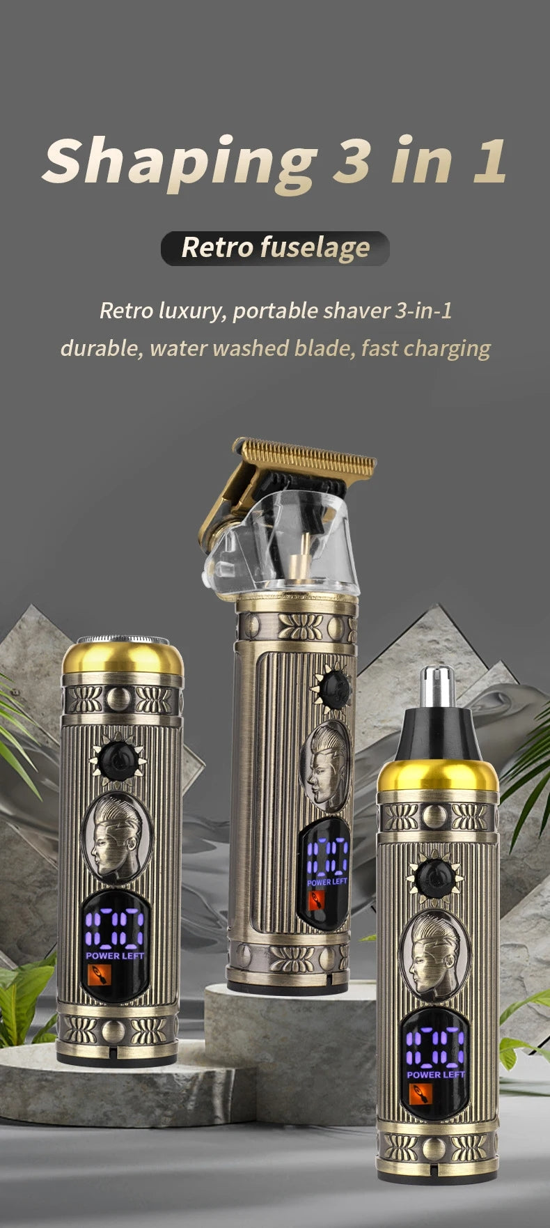 ماكينة حلاقة احترافية 3 في 1 مقاومة للماء USB - Rasoir Professionnel Multifonction 3-en-1 Étanche USB
