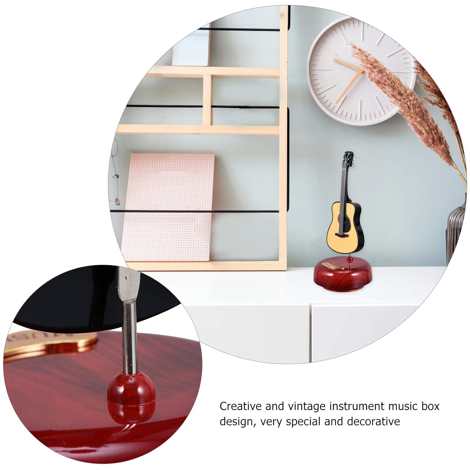 جيتار صغير صندوق موسيقي | ديكور منزلي أنيق - Mini Guitare Boîte à Musique Rétro | Décoration Élégante