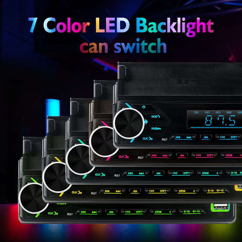 راديو سيارة STC بلوتوث 1 DIN FM USB SD AUX-in مع حامل هاتف وشحن سريع MP3-7509 - Autoradio STC Bluetooth 1 DIN FM USB SD AUX-in avec Support Téléphone & Charge Rapide MP3-7509