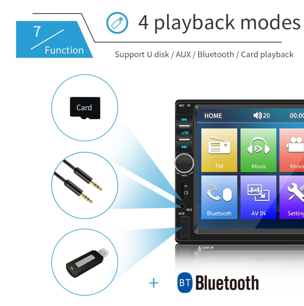 مشغل DVD للسيارة بشاشة لمس 7 بوصة بلوتوث USB AUX SD - Quickdz Shop - Autoradio DVD MP5 Tactile 7" Bluetooth USB AUX SD - Quickdz Shop