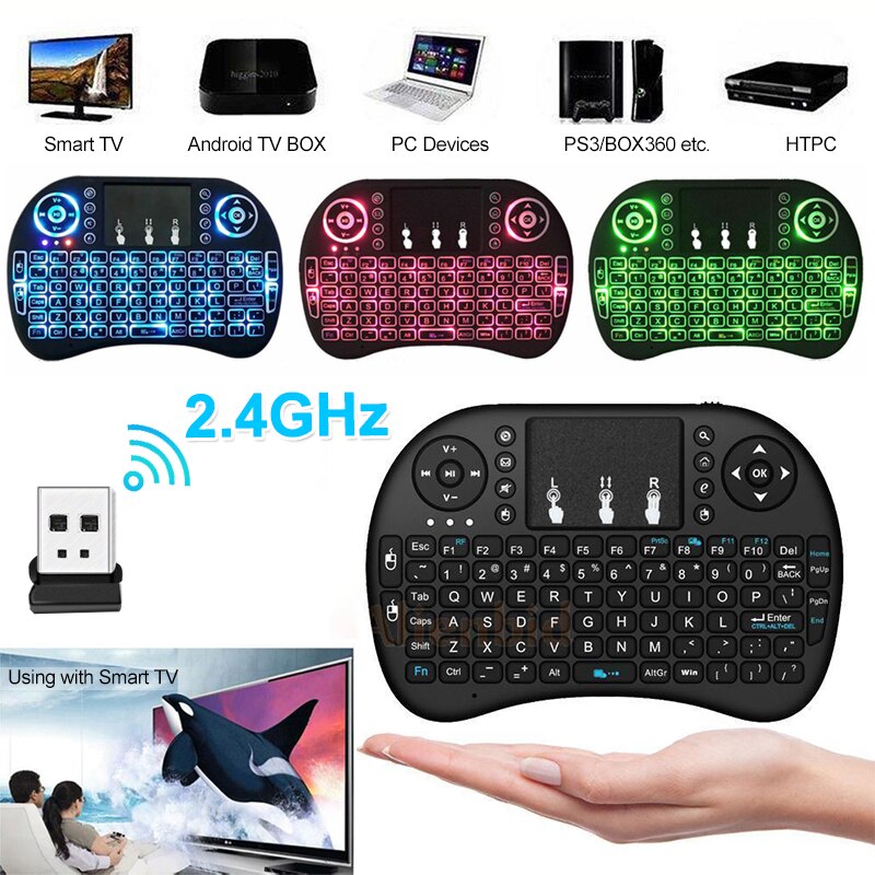 لوحة مفاتيح لاسلكية مع لوحة لمس، إضاءة خلفية ثلاثية الألوان، تحكم USB متعدد الوسائط - Clavier Sans Fil avec Pavé Tactile, Rétroéclairage Tricolore, Contrôle Multimédia USB