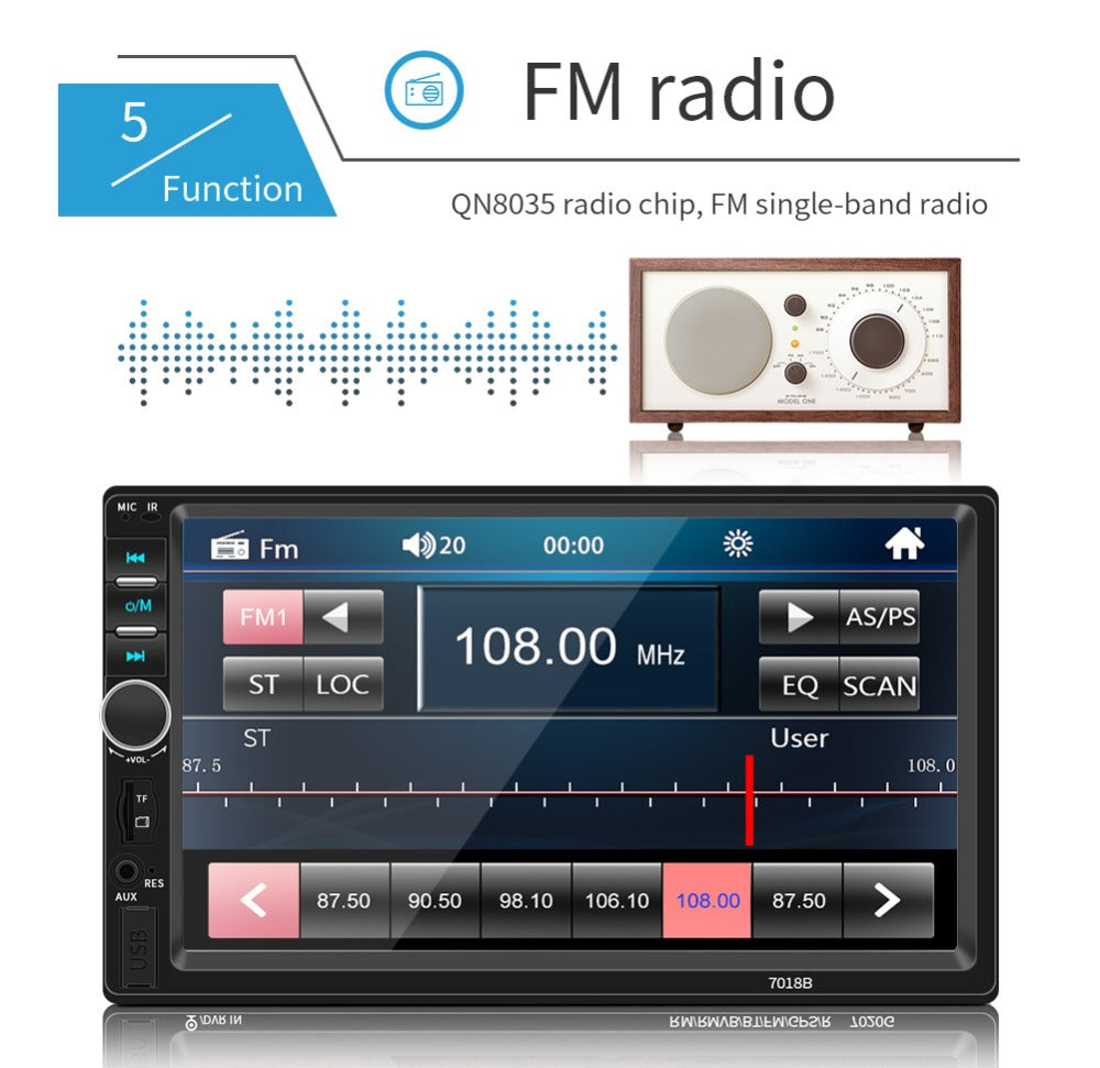 مشغل DVD للسيارة بشاشة لمس 7 بوصة بلوتوث USB AUX SD - Quickdz Shop - Autoradio DVD MP5 Tactile 7" Bluetooth USB AUX SD - Quickdz Shop