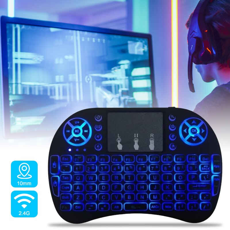 لوحة مفاتيح لاسلكية مع لوحة لمس، إضاءة خلفية ثلاثية الألوان، تحكم USB متعدد الوسائط - Clavier Sans Fil avec Pavé Tactile, Rétroéclairage Tricolore, Contrôle Multimédia USB