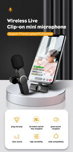 ميكروفون K11 لاسلكي كليب للتسجيل (أندرويد/آيفون) - Microphone Cravate Sans Fil K11 pour Enregistrement Audio Vidéo (Android/iPhone)