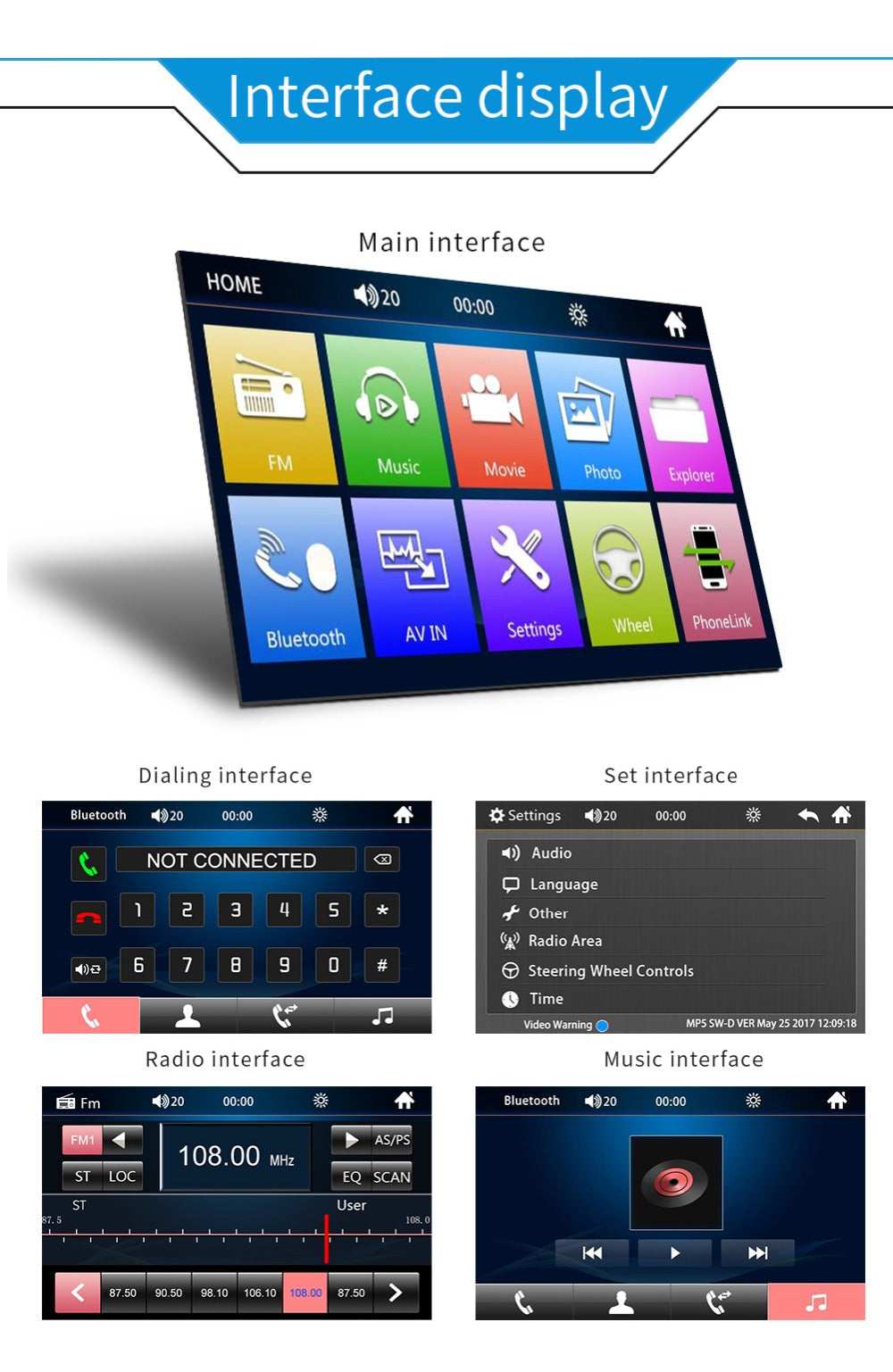 مشغل DVD للسيارة بشاشة لمس 7 بوصة بلوتوث USB AUX SD - Quickdz Shop - Autoradio DVD MP5 Tactile 7" Bluetooth USB AUX SD - Quickdz Shop