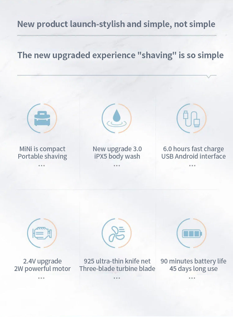 ماكينة حلاقة صغيرة احترافية مقاومة للماء قابلة للشحن HW-T8 - Mini Rasoir Professionnel Étanche Rechargeable HW-T8 Acier