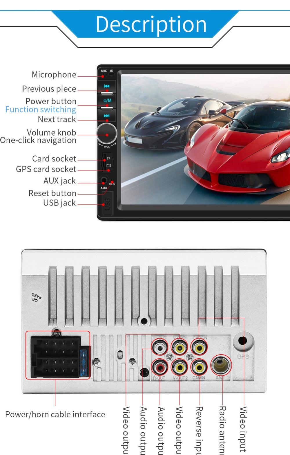 مشغل DVD للسيارة بشاشة لمس 7 بوصة بلوتوث USB AUX SD - Quickdz Shop - Autoradio DVD MP5 Tactile 7" Bluetooth USB AUX SD - Quickdz Shop