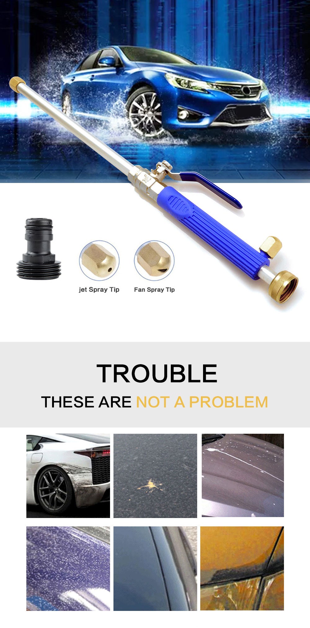 عصا رش مياه معدنية عالية الضغط للسيارات والحدائق 46 سم - Lance de Pulvérisation Métallique Haute Pression 46cm pour Voiture & Jardin