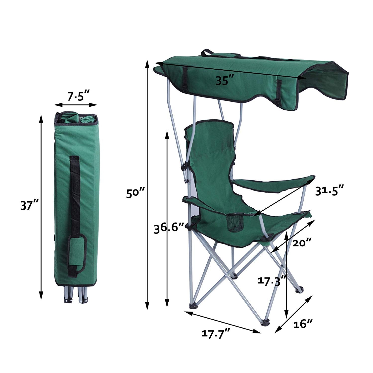 كرسي استرخاء قابل للطي مع حامل أكواب ومظلة شمسية - Chaise Longue Pliable avec Porte-Gobelet et Ombrelle Intégrée