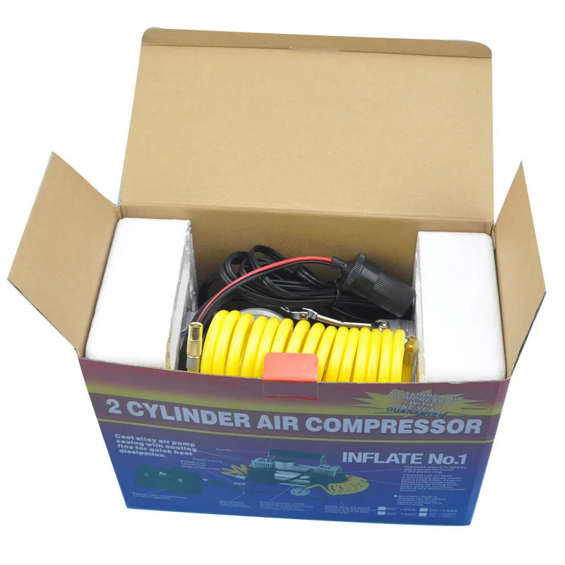 Compresseur automobile à double piston, 70 L/min, tuyau de 3 mètres, 12 V