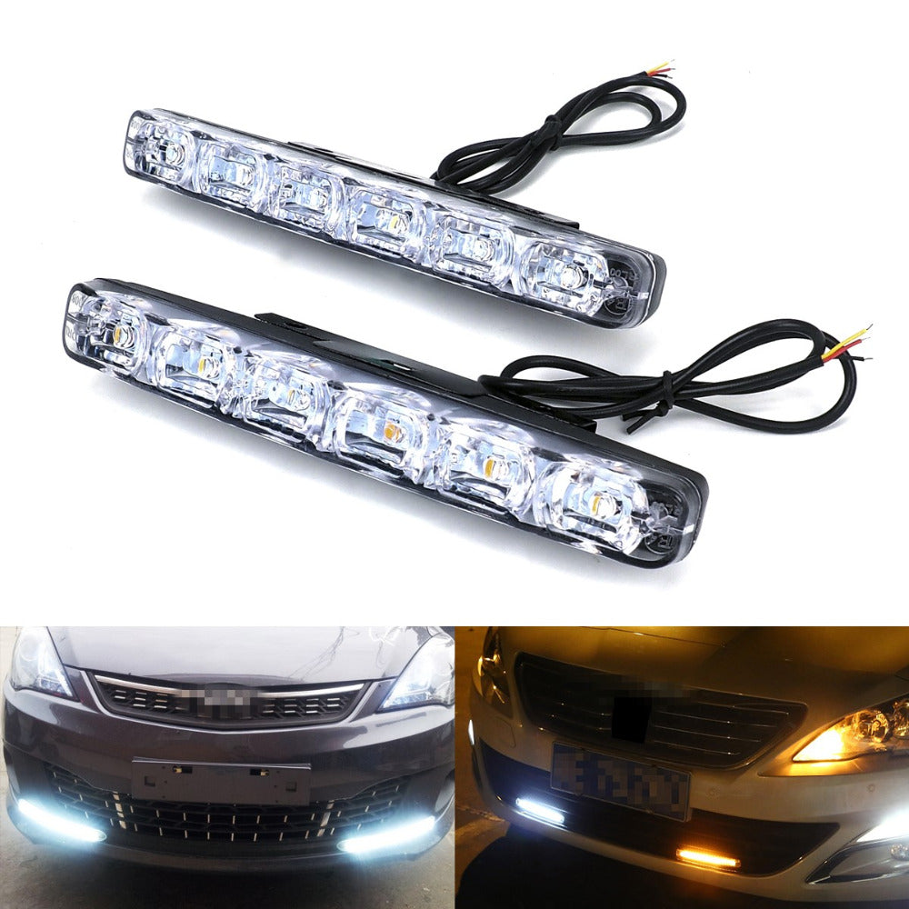 مصابيح LED نهارية للسيارة Quickdz Shop - 6 ليد، مقاومة للماء (زوج) - Feux de Jour LED Voiture Quickdz Shop - 6 LED, Étanche (Paire)