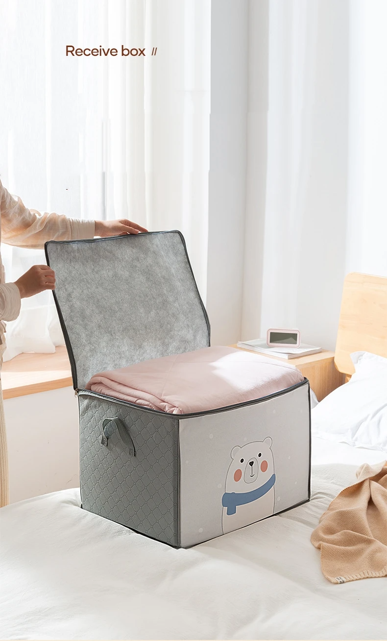 حقيبة تخزين ملابس قابلة للطي بنقوش كرتونية سعة كبيرة - Sac de Rangement Pliable Vêtements Grande Capacité Motifs Animés