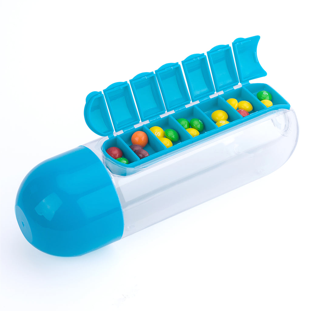 منظم أدوية وزجاجة ماء محمولة 600 مل - Organisateur de Médicaments & Bouteille d'Eau Portable 600ML