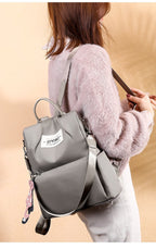 حقيبة ظهر نسائية أكسفورد مضادة للسرقة ومقاومة للماء - رمادي - Sac à dos Oxford Antivol Étanche pour Femme - Gris